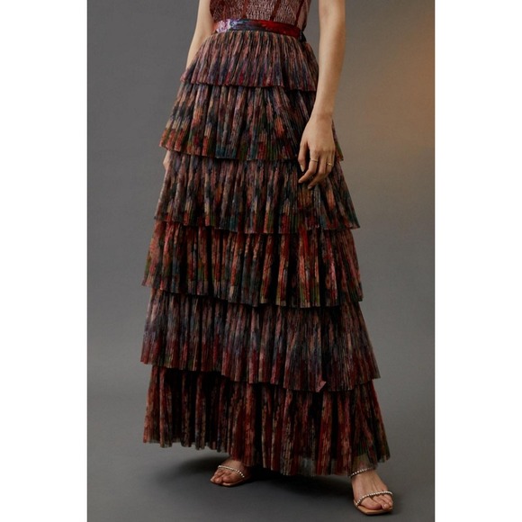 Hutch Dresses & Skirts - NWT Hutch Anthropologie Pleated Tiered Maxi Skirt Multicolor Floral Boho Small